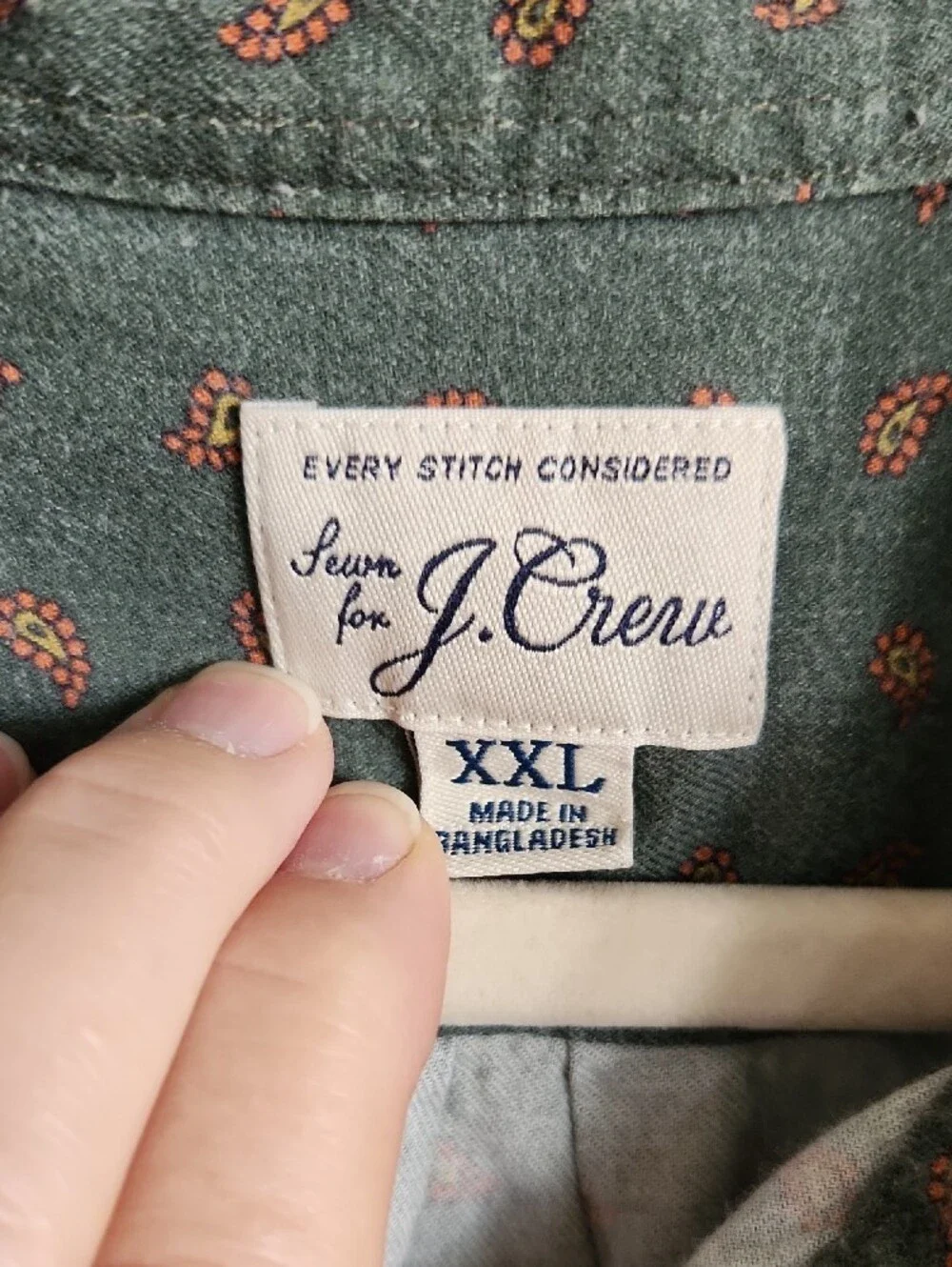 Vintage J. Crew Olive Green  Long-Sleeve Button-Down Cotton/ Wool Blend Sz XXL